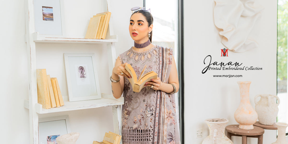 Ladies Unstitched Embroidered Lawn Suit by Marjjan